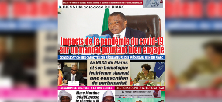Parution du dernier numéro de La Lettre du RIARC Bulletin d'information publié par le Secrétariat Exécutif du Réseau des Instances Africaines de Régulation de la Communication basé à Cotonou